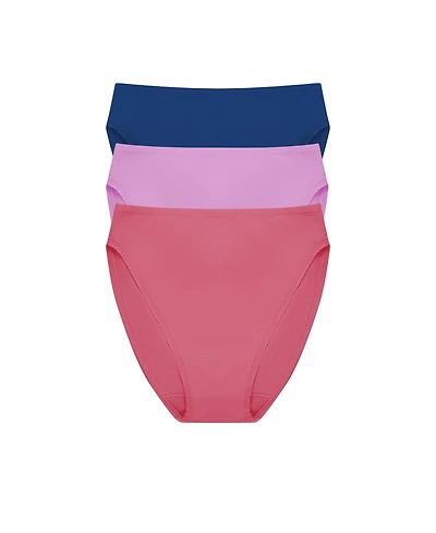 Natori Women's Bliss Bare Cotton High Cut Brief 3 Pack