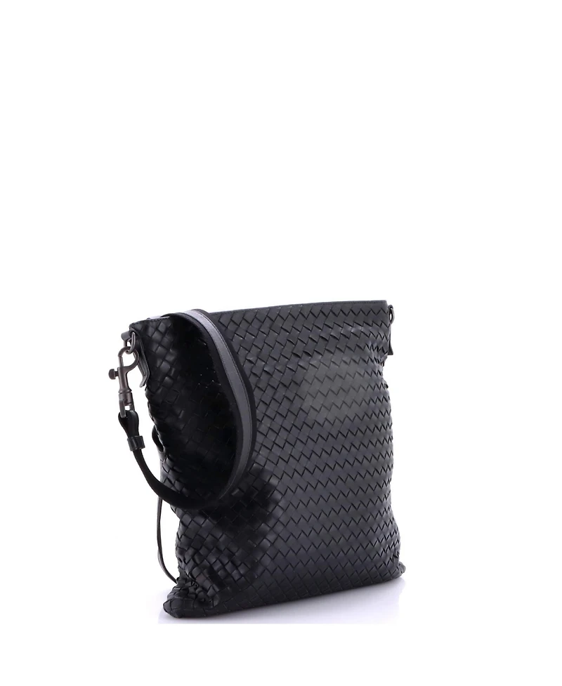 Pre-Owned Bottega Veneta Medium Flat Messenger Bag Intrecciato Nappa