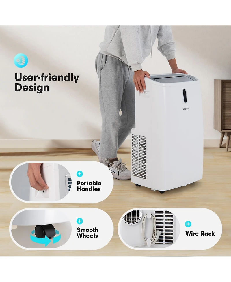 Costway 8800 Btu (14000 Btu Ashrae) Portable Air Conditioner 4-in-1 Air Cooler With App and WiFi Smart Control