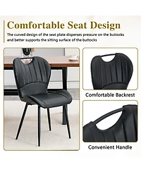 Rainsken Modern Dining Chairs Set of 4, Pu Chairs, with Integrated Handle, Metal Frame, for Multiple Scenarios