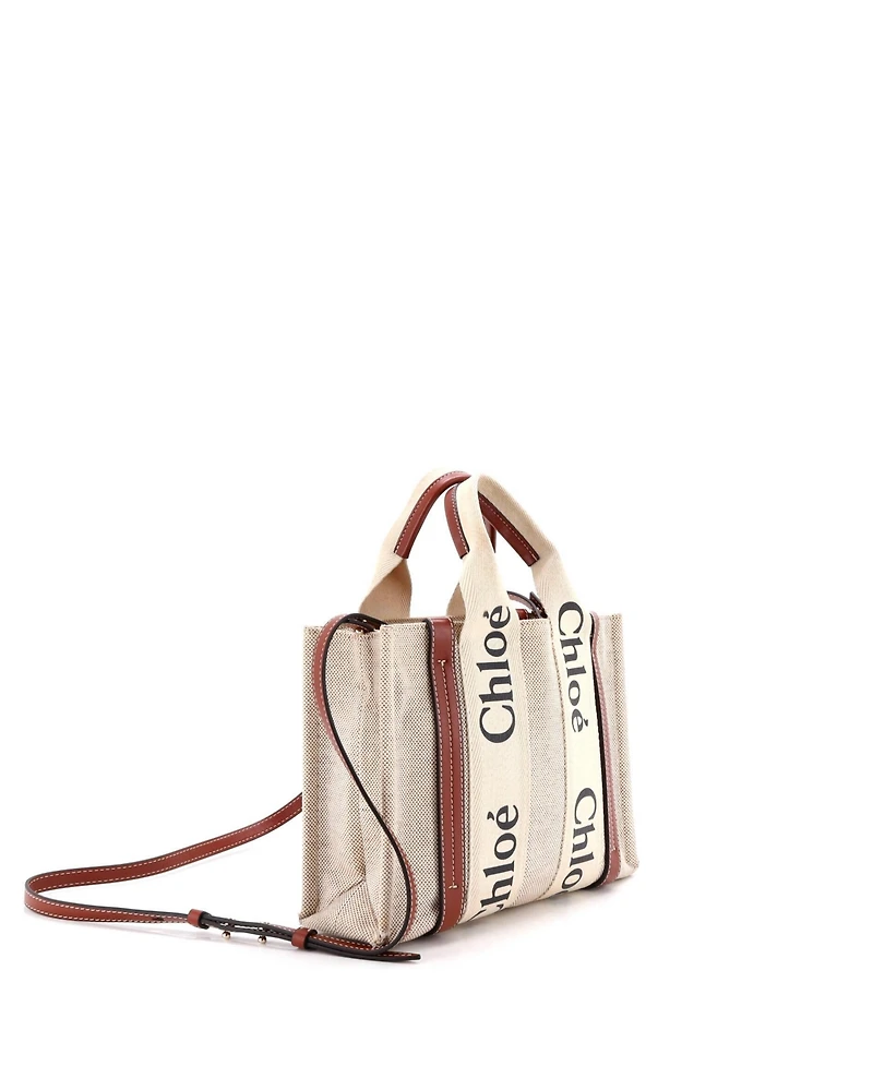 Pre-Owned Chloe Small Woody Tote Canvas with Leather