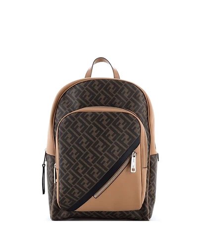 Pre-Owned Fendi Large Front Pocket Chiodo Backpack Zucca Coated Canvas with Leather
