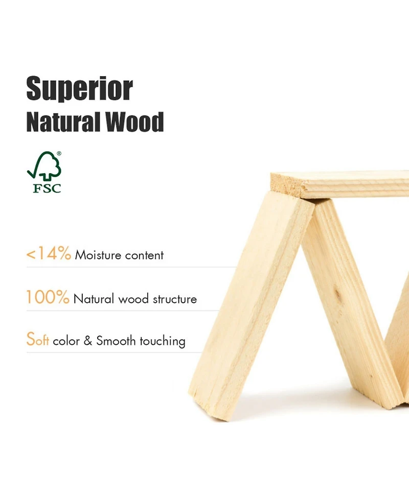 Gouun Freestanding Acacia Wood Storage Bench with 3-Tier Shoe Shelves