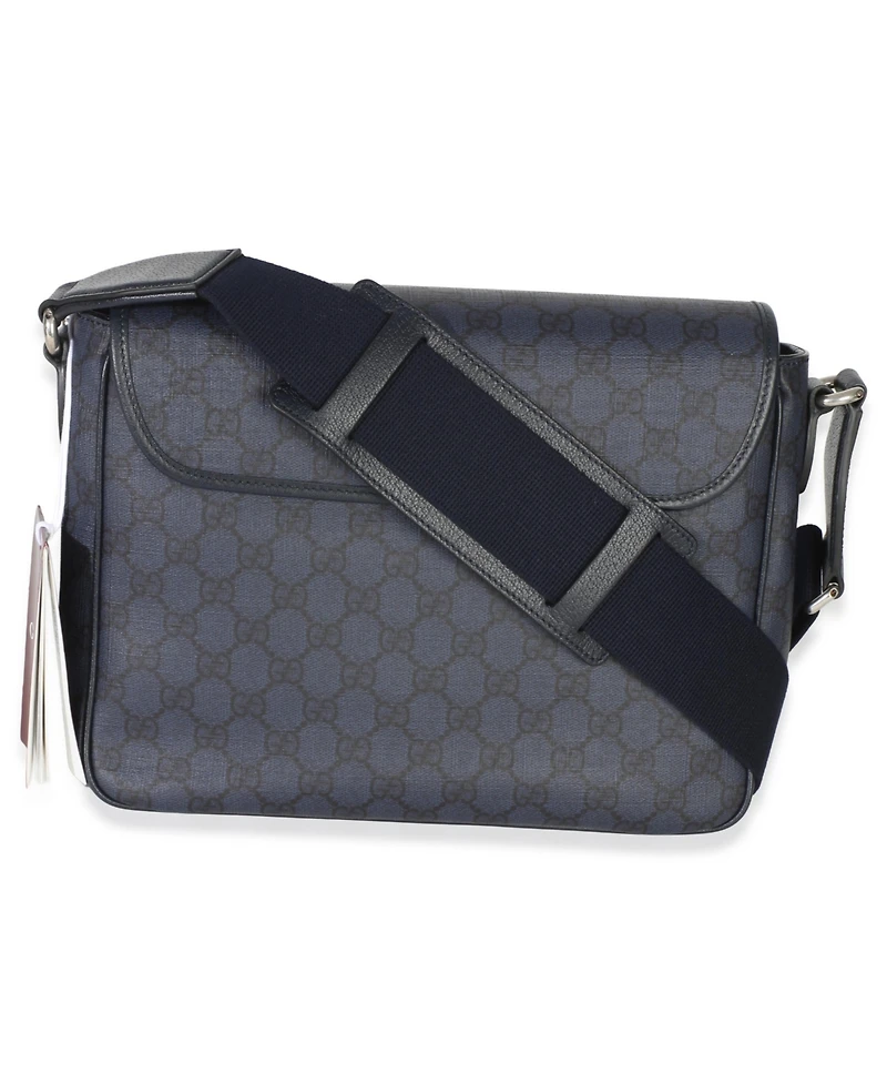 Pre-Owned Gucci Blue Black Tender Gg Supreme Dollar Calfskin Ophidia Messenger Bag