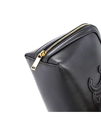 Pre-Owned Celine Cuir Triomphe Zip Around Chain Clutch Leather