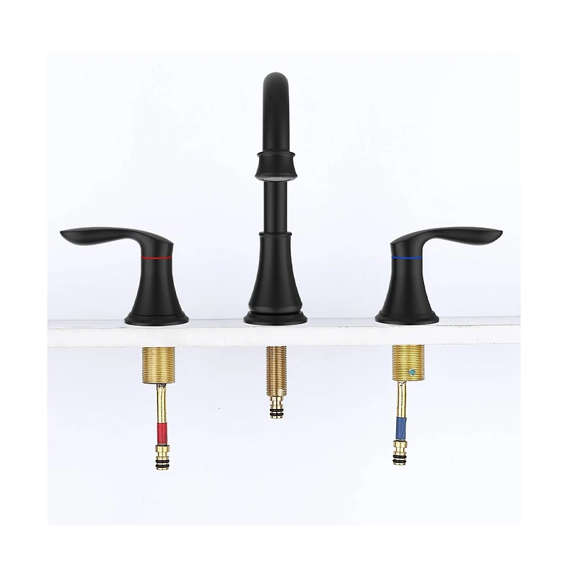 Phying 2-Handle 8 inch Widespread Bathroom Sink Faucet Brushed Gold Lavatory Faucet 3 Hole 360degree(s) Swivel Spout Vanity Sink Basin Faucets
