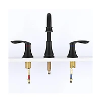 Phying 2-Handle 8 inch Widespread Bathroom Sink Faucet Brushed Gold Lavatory Faucet 3 Hole 360degree(s) Swivel Spout Vanity Sink Basin Faucets