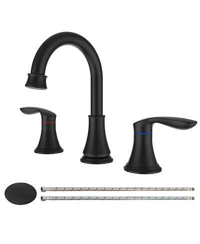 Phying 2-Handle 8 inch Widespread Bathroom Sink Faucet Brushed Gold Lavatory Faucet 3 Hole 360degree(s) Swivel Spout Vanity Sink Basin Faucets