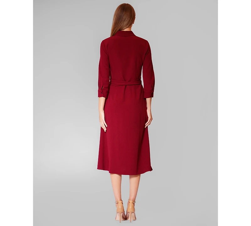 julia jordan Women's Long-Sleeve Belted Shirtdress