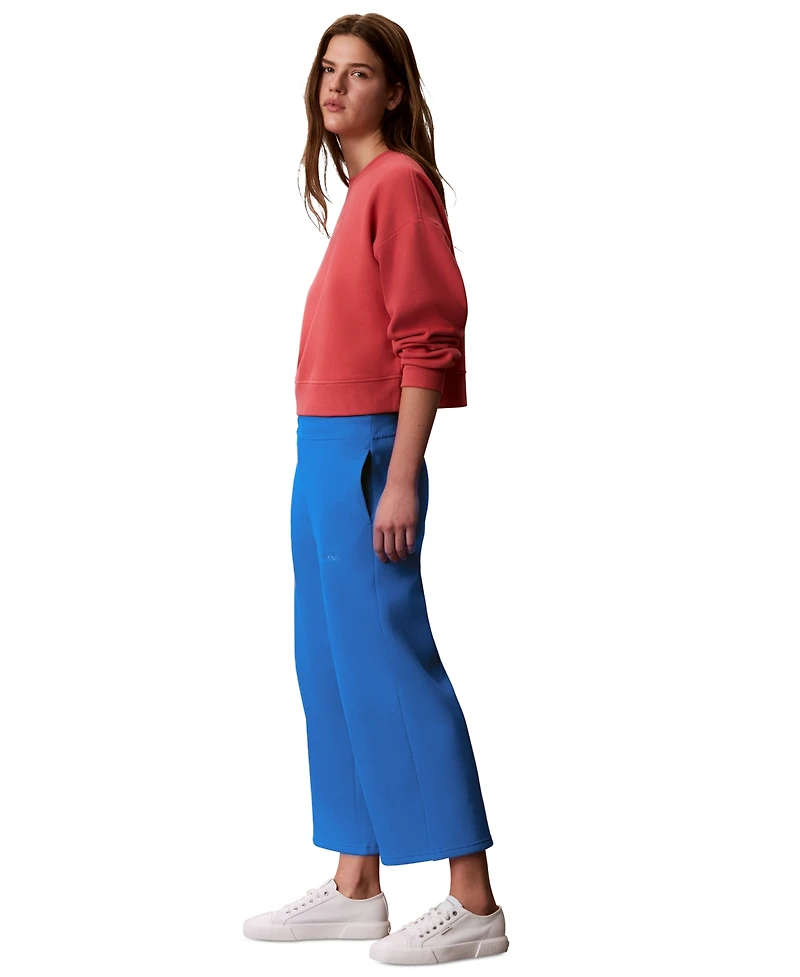 Calvin Klein Performance Women's Brushed Cropped Wide-Leg Sweatpants