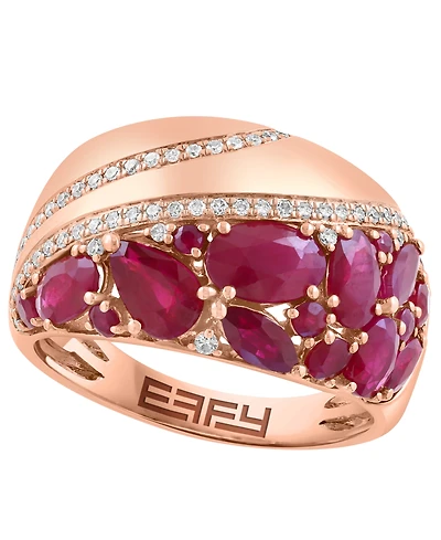 Effy Collection Ruby (2-3/8 ct. t.w.) & Diamond (1/6 ct. t.w.) Ring in 14k Rose Gold