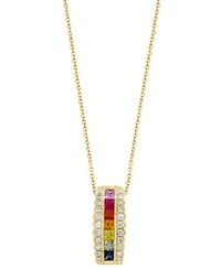 Effy Collection Multi Sapphire Tsavorite Diamond Pendant Necklace Ring In 14k Yellow Gold