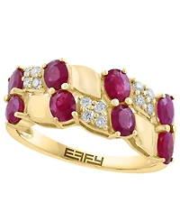 Effy Collection Ruby (1-5/8 ct. t.w.) & Diamond (1/6 ct. t.w.) Ring in 14k Yellow Gold
