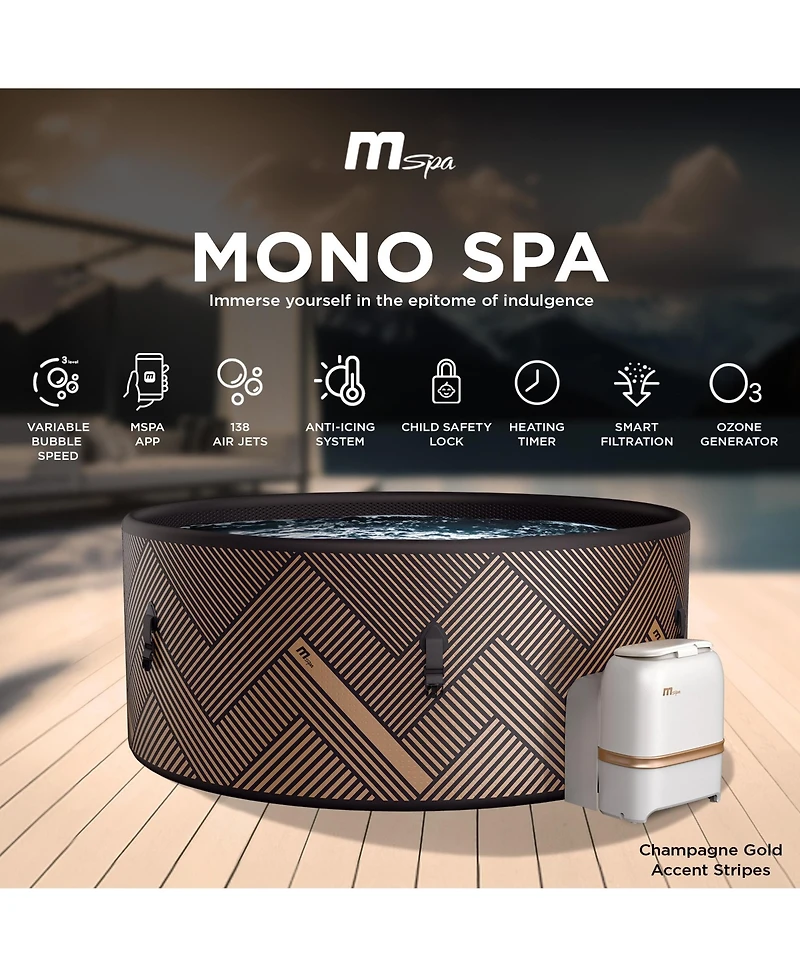 MSpa Round Inflatable Bubble Massage Spa, 4 to 6 Person Outdoor Hot Tub, Mono
