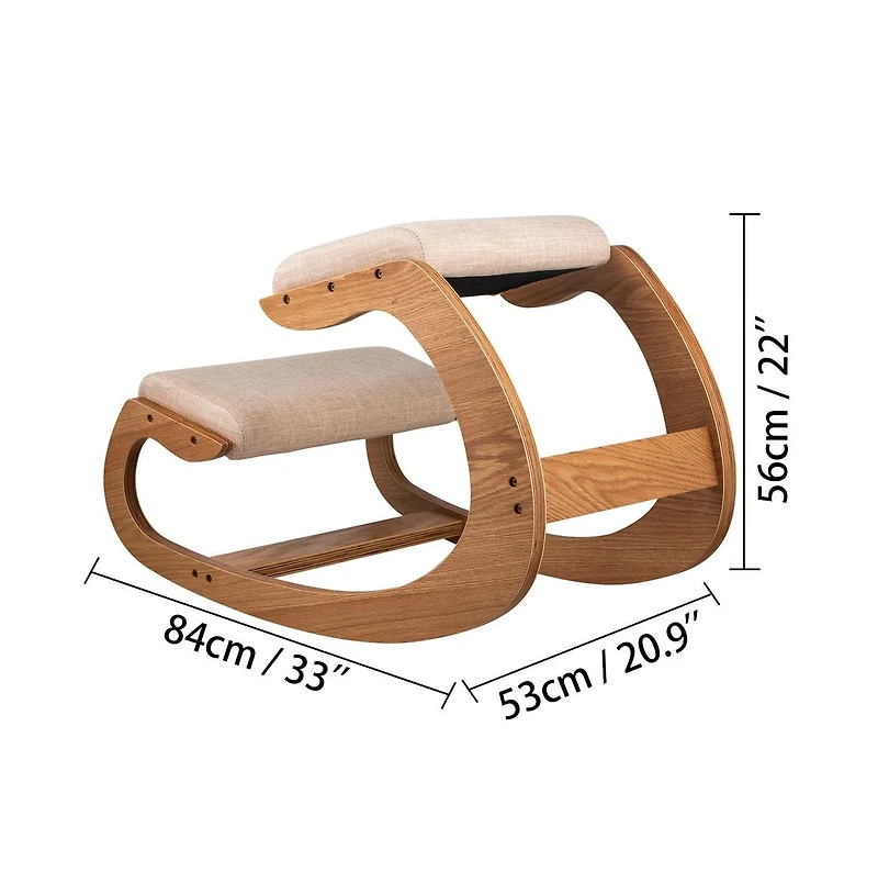 Sugift Ergonomic Kneeling Chair with Birch Wood Frame, Rocking Base for Home and Office