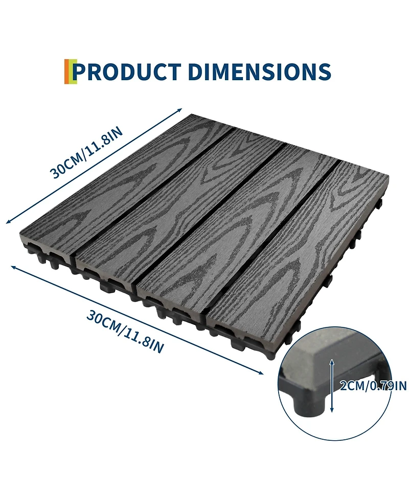 gaomon 9-Pack Waterproof Interlocking Patio Flooring Composite Deck Tiles for Indoor and Outdoor Use
