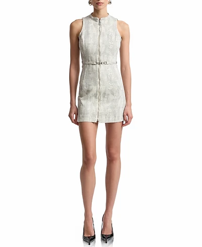 Avec Les Filles Women's Racer Zip-Front Belted Dress