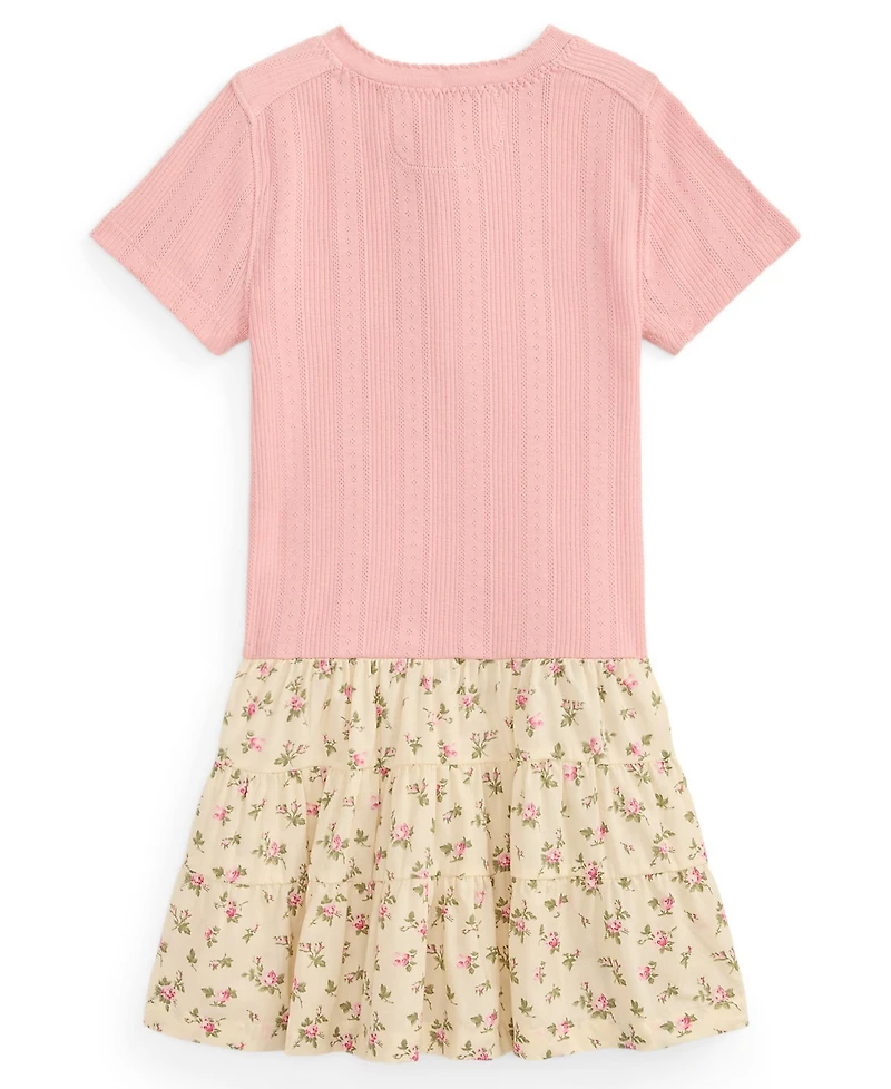 Polo Ralph Lauren Girls' 2T-6X Floral-Skirt Pointelle-Knit Cotton Dress