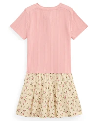 Polo Ralph Lauren Girls' 2T-6X Floral-Skirt Pointelle-Knit Cotton Dress