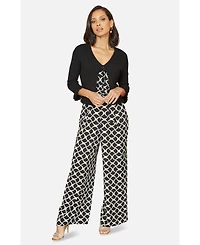Yumi Women's Tie Front Frilled Hem Ribbed Cardigan
