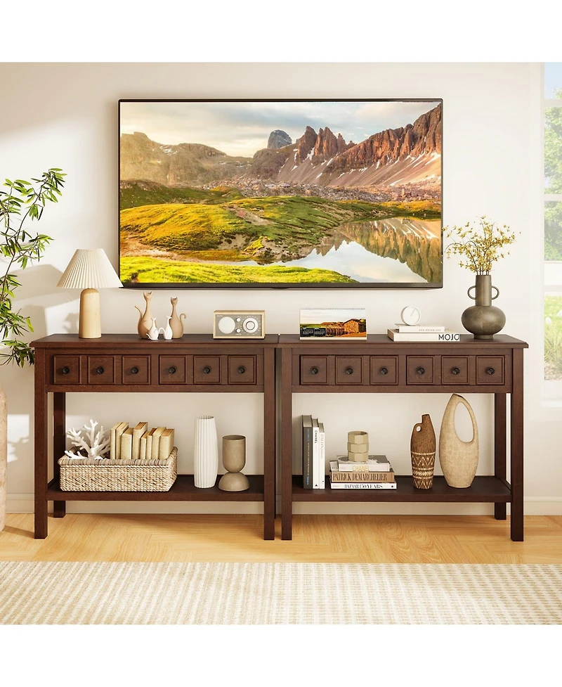 Slickblue 38" Entryway Console Table with 2 Drawers and Bottom Shelf