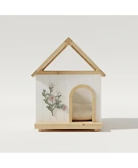 6thdruple Modern Pet House with Clear Roof and Wood Frame