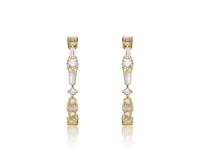 Rachel Glauber Brilliant 14K Gold Plated Multi-Shape Cz Hoop Earrings