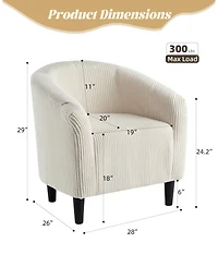 homfan Set of 2 Barrel Accent Chair Corduroy Club Chair Elegant Armchair Cozy Backrest for Living Room Bedroom Reception Room Office