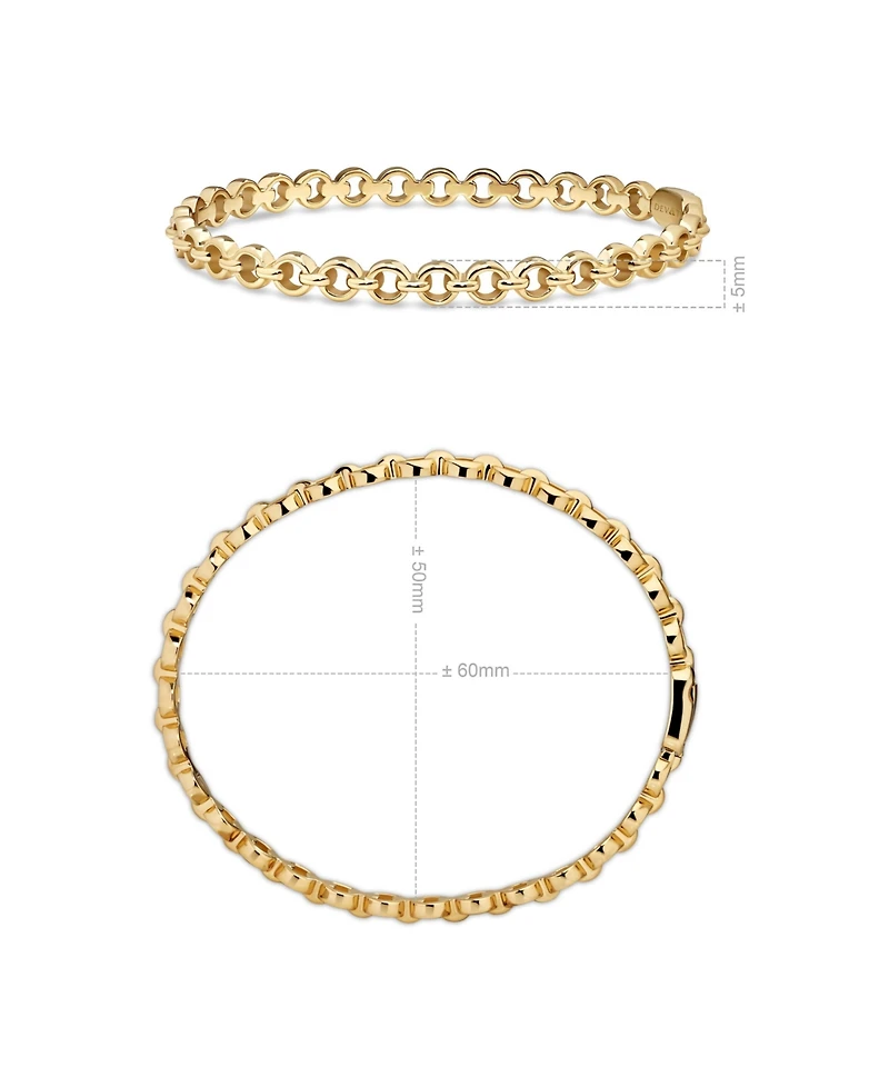 Devata Cable Link Bangle Bracelet in Gold Plated Sterling Silver, Size Medium