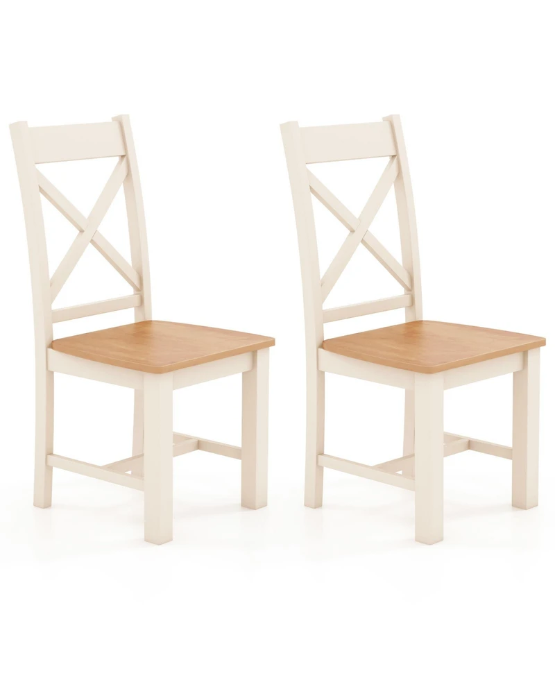 Gymax Modern Wooden Dining Chairs Set of w/ High Back Rubber Wood Frame Armless