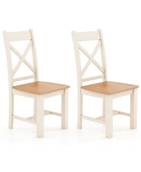 Gymax Modern Wooden Dining Chairs Set of w/ High Back Rubber Wood Frame Armless