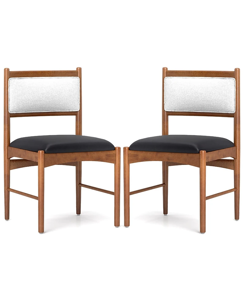 Gymax Wooden Dining Chair Set of w/ Rubber Wood Frame Faux Leather Padded Seat