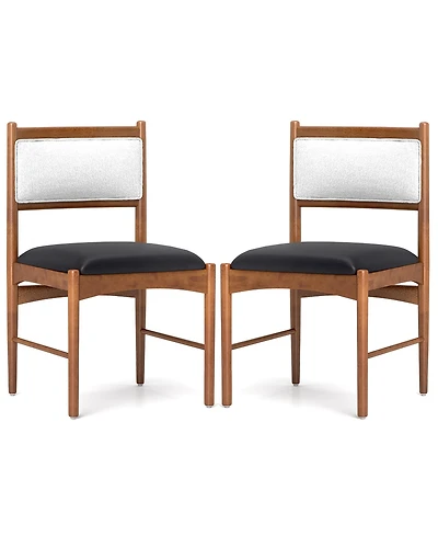 Gymax Wooden Dining Chair Set of w/ Rubber Wood Frame Faux Leather Padded Seat
