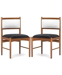 Gymax Wooden Dining Chair Set of w/ Rubber Wood Frame Faux Leather Padded Seat