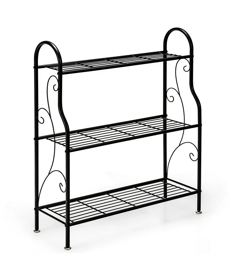 Sugift 3 Tier Scrollwork Designed Metal Plant Stand with Powder Coated Finish