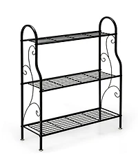 Sugift 3 Tier Scrollwork Designed Metal Plant Stand with Powder Coated Finish