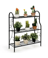 Sugift 3 Tier Scrollwork Designed Metal Plant Stand with Powder Coated Finish