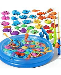 Gnuadz 60fish Magnetic Fishing Toy Pool Set Kids Water Game 5rod 3net pool