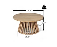 sumyeg Outdoor Acacia Wood Round Coffee Table for Patio, Balcony or Backyard