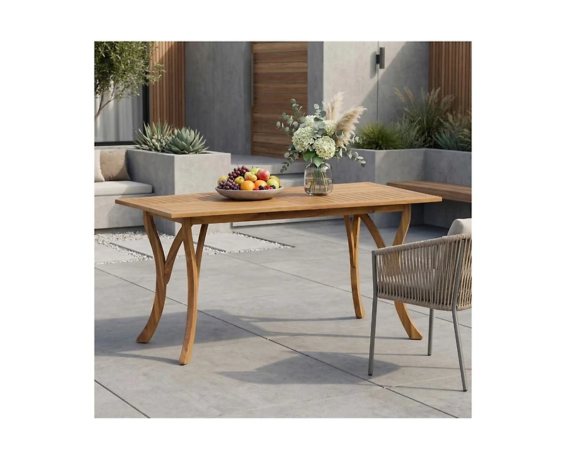 sumyeg Outdoor Rectangular Solid Wood Dining Table