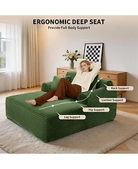 homfan Corduroy Sofa Bed - Boneless Lounge Chair with Deep Seat, 500LBS Capacity, No Assembly for Living Room or Bedroom