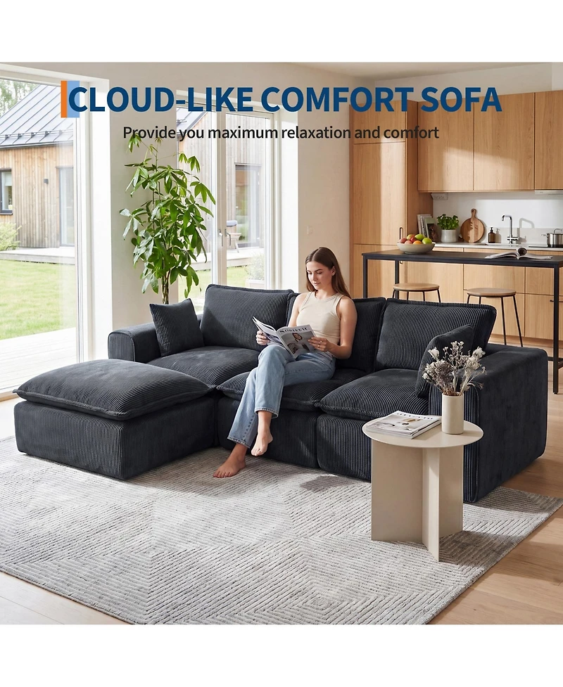 homfan L-Shaped Modular Sectional Sofa