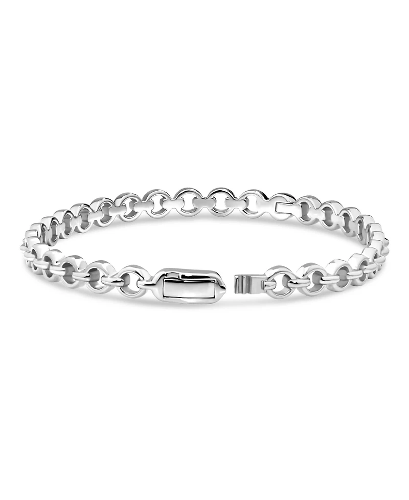 Devata Cable Link Rhodium Plated Bangle Bracelet