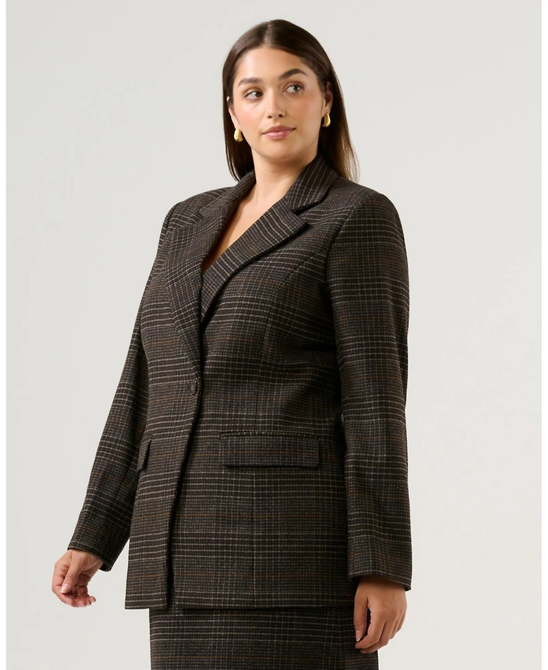 Estelle Women's Noel Check One-Button Blazer Jacket