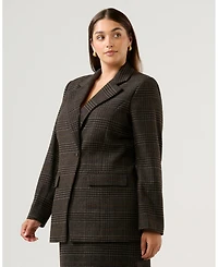 Estelle Women's Noel Check One-Button Blazer Jacket