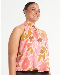 Estelle Women's Luciana Floral Halter Relaxed Summer Top