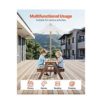 Sugift Kids Picnic Table 3-in-1 Wooden Bench Set with Sand Water Basin Umbrella