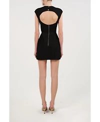 Nocturne Women's Backless Mini Denim Dress with Built-In Cup Detail