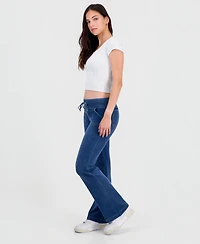 Vanilla Star Juniors' Fleece-Knit Drawstring-Waist Bootcut Jeans