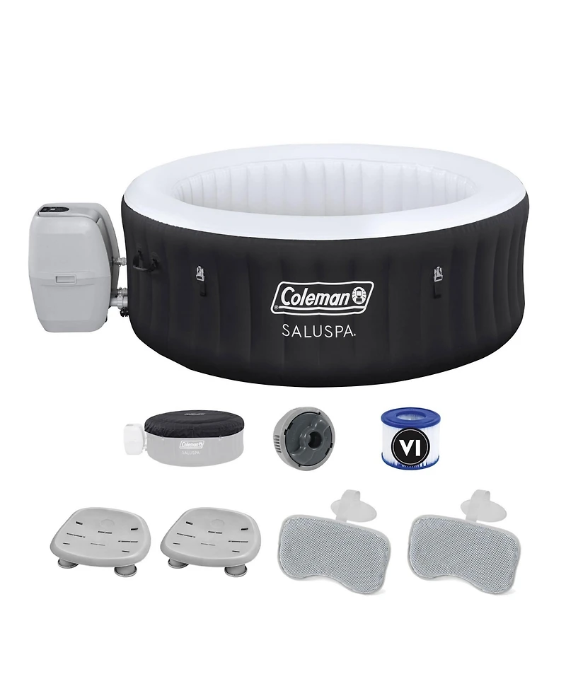 Bestway Coleman Miami Hot Tub with 2 Pack of SaluSpa Seat and 2 Headrest Pillows